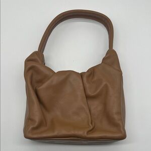 Staud Felix Tan Leather Top Handle Slouchy Hobo Shoulder Bag Quiet Luxury Classy